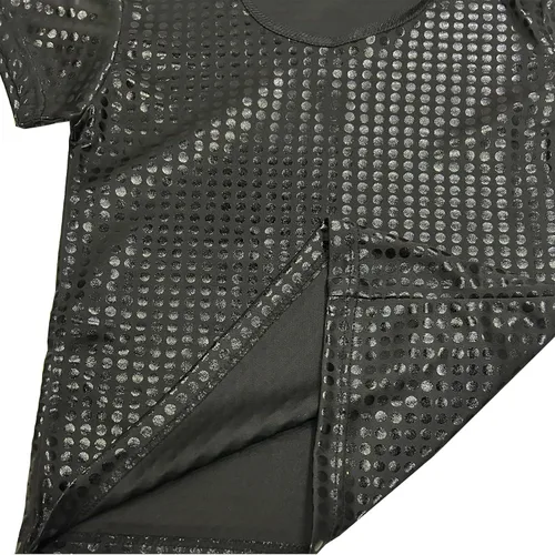 Vista 5 de Camiseta brillante de manga corta para niños y niñas, estilo hip hop, jazz, danza, festival, fiesta, blusa suelta