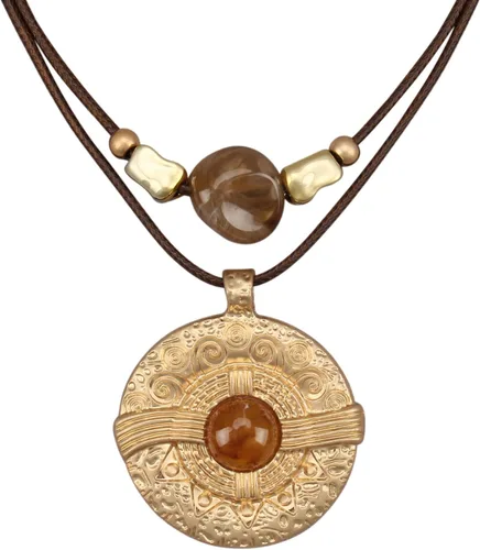 Vista 11 de Jeilwiy Collar de cuero para mujer, collar funky, gargantilla de cuerda con colgante, joyería de estilo bohemio