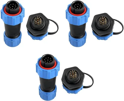 Vista 4 de Uonecn 3 unids SP13 IP68 conectores impermeables 2 Pin LED de alta potencia 2 pin enchufe de alimentación conector circular kit macho enchufe hembra
