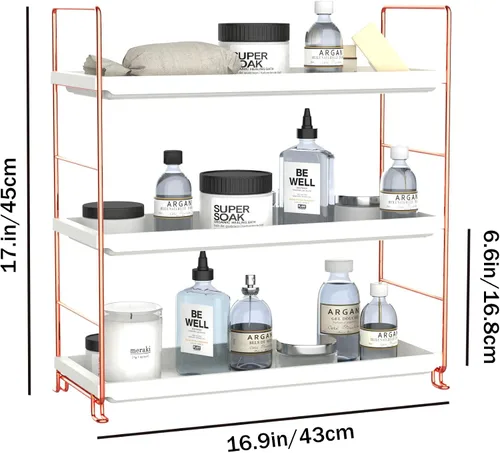 Vista 2 de FSyueyun Organizador de estante de maquillaje de 3 niveles, organizador de baño, encimera, organizador de perfume para cuidado de la piel de gran