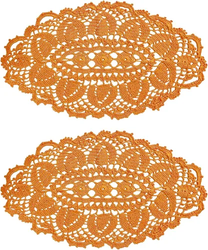 Vista 13 de SUNONE11HKA Mantel individual ovalado de encaje de ganchillo de 21 pulgadas de largo, mantel individual lavable para jarrón de cocina (negro, 1)
