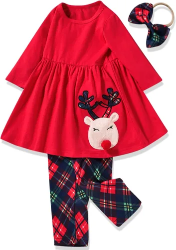 Vista 26 de Aalizzwell Conjunto de túnica floral para niñas pequeñas para otoño e invierno Naranja