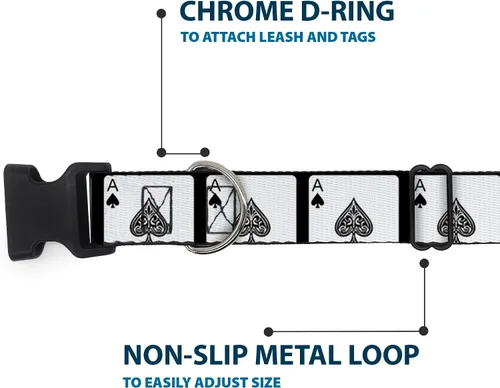 Vista 5 de Buckle-Down PC-W30136-S Ace Of Spades Collar de clip de plástico, pequeño/9-15