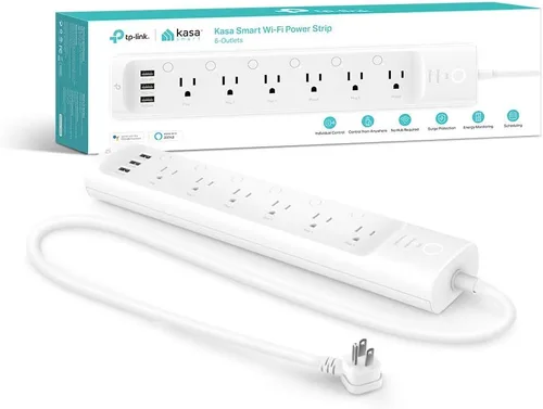 Vista 2 de Kasa Smart Paquete de regleta de enchufe HS300 y enchufe inteligente HS103P4 Controla electrodomésticos desde cualquier lugar