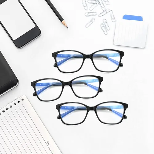 Vista 7 de 3 Pack Progressive Multifocus Reading Glasses Blue Light Blocking Multifocal Readers for Women Men with Spring Hinge