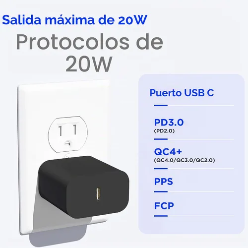 Vista 3 de Cargador de carga rápida para iPhone 17, 16, 15, paquete de 20 W, Apple iPad, USB C, bloque Chrager de pared con cable USB C a C de 6 pies para Negro