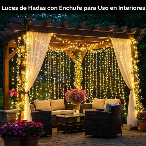 Vista 2 de Guirnalda de luces de Navidad de 70 pies con 200 luces LED enchufables, para interiores y exteriores, conectables, luces centelleantes de hadas