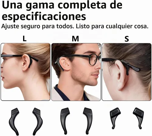 Vista 4 de 3 Sizes Silicone Eyeglass Ear Grips – Anti-Slip Hooks for Sports & Reading Glasses