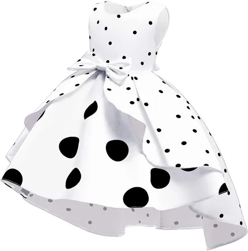 Vista 2 de Vestido de princesa sin mangas con estampado de lunares para niñas 5 Blanco 2-3 años