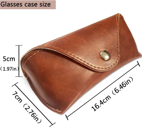 Vista 5 de Portable Leather Glasses Case,Flexible Sunglasses Pouch Slim Case for Women Men Horizontal Eyeglass Case