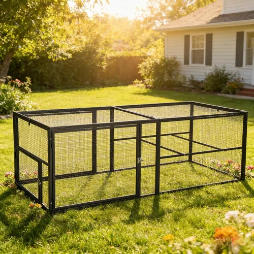 Vista 12 de Aivituvin Gallinero para 4-6 pollos/patos, gallinero de madera para exteriores, jaula grande para gallineros con dos cajas anidables (gris, AIR45)