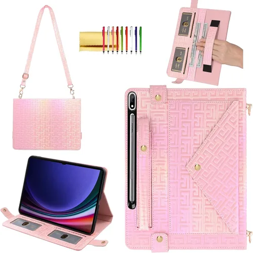 Vista 67 de Bolso Funda para Samsung Galaxy Tab S10 FE/S9 FE 10.9"/S9/S8/S7 11", Techcircle Folio con Soporte Cruzado, Billetera con Ranura para Lápiz S Pen