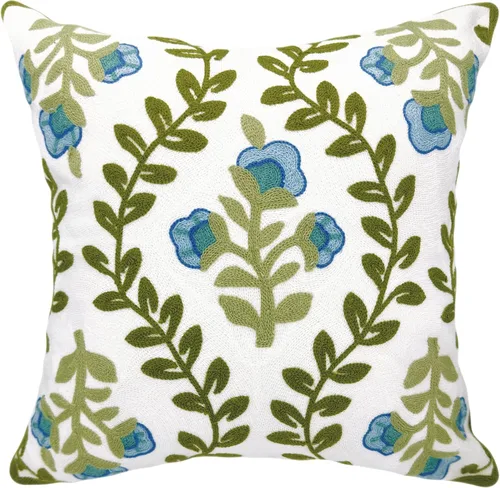 Vista 16 de Alysheer Fundas de almohada decorativas bordadas florales de primavera de 18" x 18", juego de 2, fundas de cojín de algodón con patrón acolchado