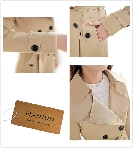 Vista 4 de NANJUN - Gabardina cruzada de mujer