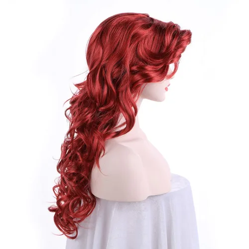 Vista 4 de Onedor HairWiz - Pelucas de cabello sintético rizado y ondulado para mujer, para cosplay (sirena roja (adulto))