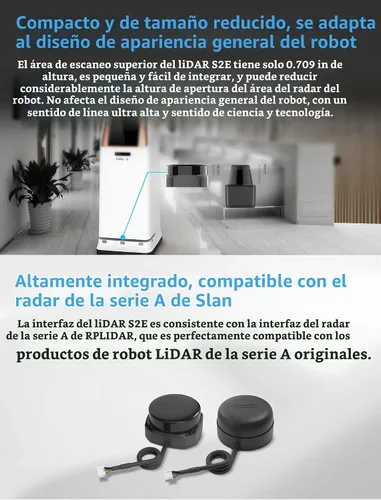 Vista 5 de Slamtec RPLIDAR S2E Lidar Sensor 2D 360 grados 98.4 ft de radio de escaneo LIDAR Escáner con interfaz Ethernet UDP para ROS/ROS2 Evitar obstáculos