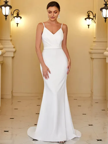 Vista 4 de Ever-Pretty Vestido de novia sin mangas con tirantes delgados para mujer 0213A