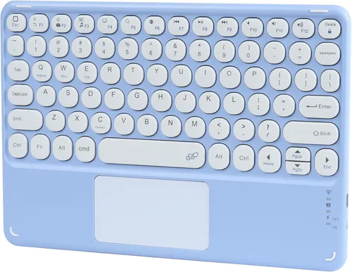 Vista 8 de Teclado inalámbrico con panel táctil, teclado Bluetooth recargable ultrafino mini con panel táctil, teclas redondas para iPad pro/iPad/iOS/Mac Verde