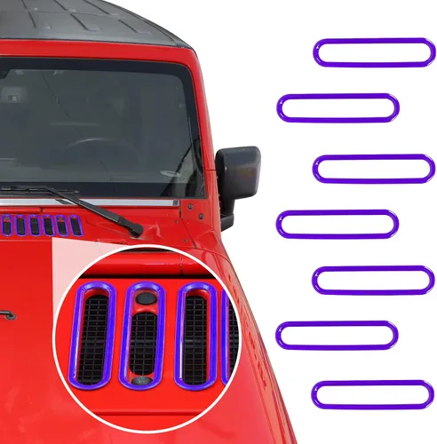 Vista 12 de Cubierta de ventilación del capó, panel de carcasa, cubierta de ventilación, accesorios exteriores de ABS para Jeep Wrangler JK JKU 2/4 puertas Azul