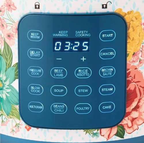 Vista 3 de Pioneer Woman Fancy Flourish - Olla a presión de 6 cuartos de galón con pantalla de control táctil