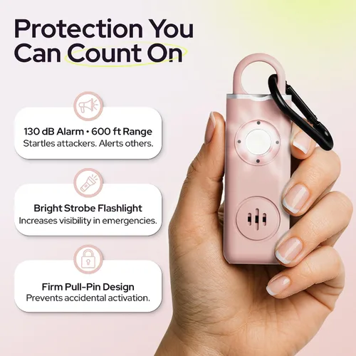 Vista 2 de Alarma de seguridad personal Weten para mujeres - Sirena de pánico de 130 dB de volumen alto en llavero, paquete de 3 unidades - Silbato