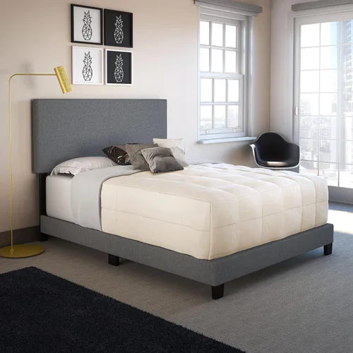 Vista 21 de Boyd Sleep Napoli - Marco de cama plataforma de cuero vegano gris tamaño King totalmente tapizado con cabecero ajustable - Se requiere somier