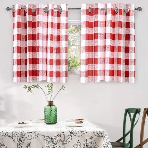 Vista 16 de Cortinas de cuadros de búfalo DriftAway a cuadros negro y blanco extralargas con tratamiento ojo de sargento para dormitorio y sala de estar