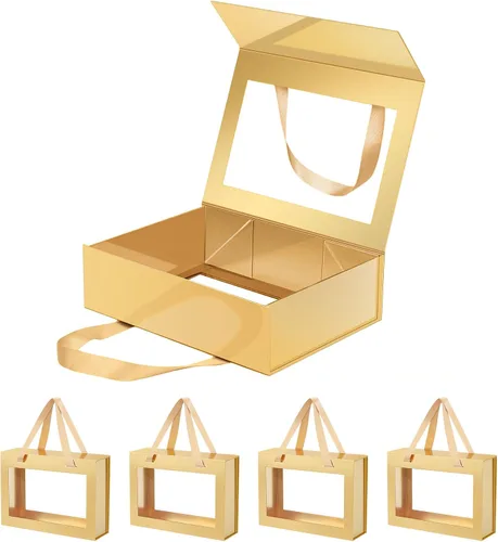Vista 40 de Caja de regalo negra con ventana, caja de regalo magnética transparente para regalo, caja de propuesta de padrino de boda (10.5 x 7.5 x 3 pulgadas)