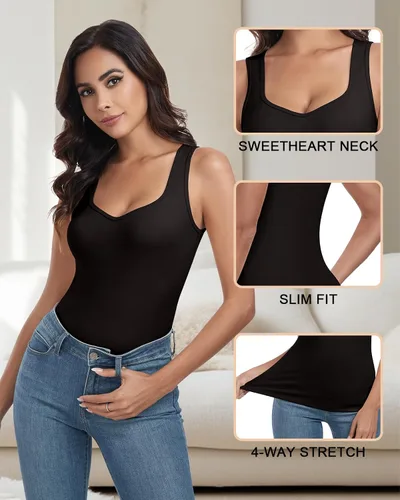 Vista 4 de WOWENY Camiseta sin mangas de forro polar térmico para mujer, sin mangas, cuello corazón, chaleco de invierno, ropa interior, camiseta cálida