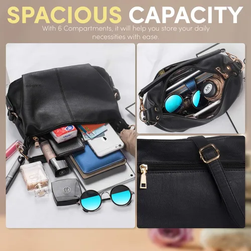 Vista 3 de Katloo Bolso pequeño Hobo para mujer, con asa superior, bolso cruzado de piel sintética para mujer, bolso de hombro, cortaúñas