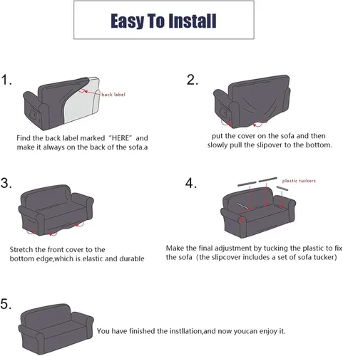 Vista 5 de Morbuy Funda súper elástica para sofá, 4 piezas de elastano, funda de sofá modular de color sólido con parte inferior elástica, protector de muebles