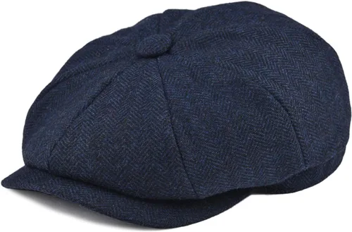 Vista 9 de BOTVELA Sombrero de tweed de espiga de 8 paneles de mezcla de lana para hombre