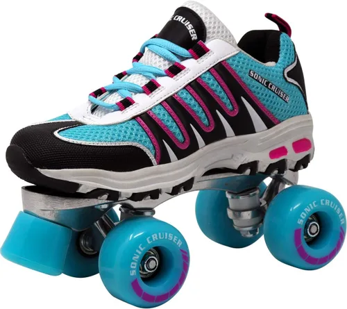 Vista 4 de Lenexa Sonic Cruiser 2.0 - Patines unisex estilo tenis para uso en interiores y exteriores, tamaños de ajuste cómodo Rosado/Púrpura