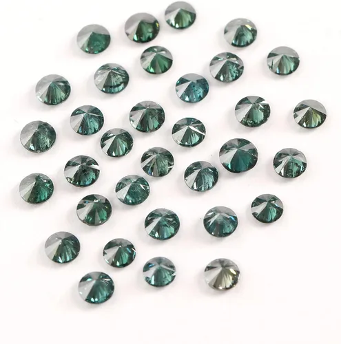 Vista 5 de Lote redondo de diamantes sueltos naturales SI1SI2 Clarity Blue-Green Color 100 diamantes reales Lote