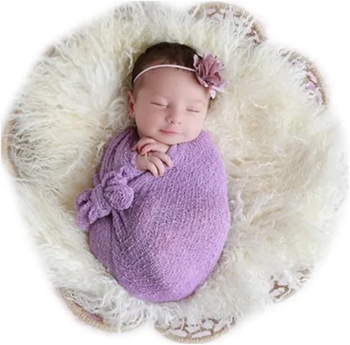 Vista 9 de Coberllus Accesorios para fotos de bebé recién nacido, manta de tela para envolver para niños y niñas, sesión de fotografía (beige)