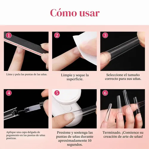 Vista 7 de LIONVISON Puntas de uñas de ataúd 3XL: 504 puntas de uñas transparentes