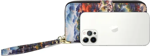 Vista 124 de Cartera de mano para mujer, estilo bohemio, con RFID, elegante, espaciosa con correa para viajes, capacidad para tarjetas, teléfono, dinero