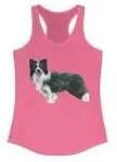 Vista 2 de Border Collie 'Andrew' Women's Racerback Tank LSolid Kelly Green