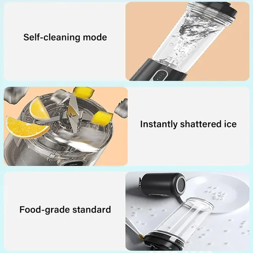 Vista 5 de Portable Blending Machine 300W Blending for Shakes Rechargeable 500ml Juicer Cup for Kitchen Portable Juicer Cup Black