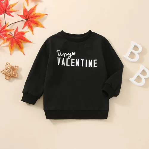 Vista 4 de JLKGICF Traje de San Valentín para bebé y niña pequeña, sudadera con estampado de letras, cuello redondo, ropa de San Valentín