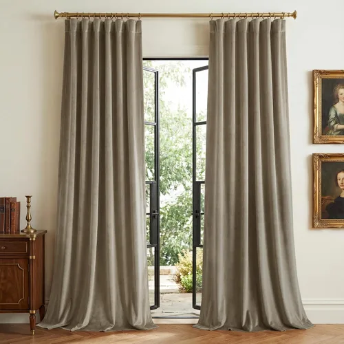 Vista 17 de StangH Cortinas opacas de terciopelo marrón para sala de estar, 52 pulgadas