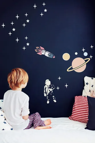 Vista 3 de Stencil1 Plantilla Saturno y Planeta, plantillas espaciales de 8.5 x 11 pulgadas para pintar, arte de pared, bricolaje en casa y para decoración