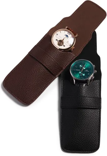 Vista 3 de Bolsa de regalo de reloj individual Bolsa de reloj de viaje portátil para hombres y mujeres Caja de almacenamiento de reloj de cuero PU (marrón)