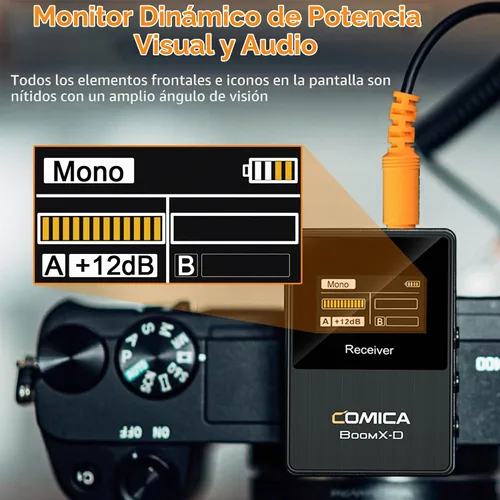 Vista 5 de COMICA BoomX-D2 Micrófono Lavalier inalámbrico dual para iPhone y cámara