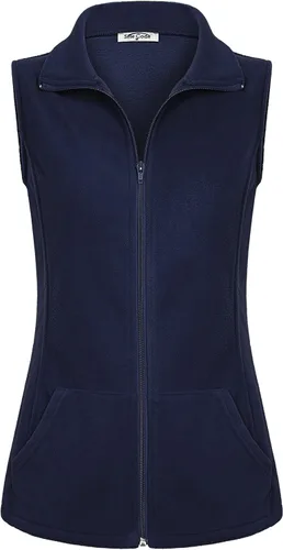 Vista 37 de SeSe Code Chaleco de forro polar ligero con cremallera frontal y bolsillos para mujer