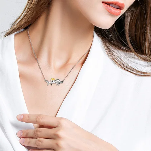 Vista 6 de MONGAS Collar de plata de ley 925 con diseño de girasol perezoso para mujer