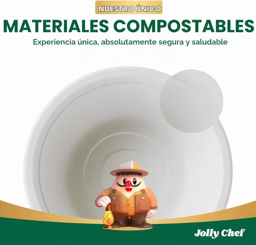 Vista 7 de JOLLY CHEF Cuencos de papel compostables desechables [12 oz] Recipientes para sopa resistentes [150 paquetes] Bagazo biodegradable apto