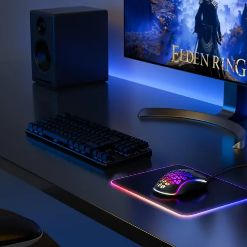 Vista 8 de TECURS Mouse para juegos con cable mouse con cable de 12000 DPI mouse óptico USB para juegos de PC con 8 botones programables mouse RGB ultraligero