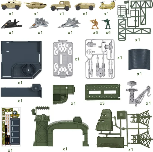 Vista 6 de Juego de base militar de 47 piezas, juego de hombres del ejército con accesorios de vehículos, soldado ejército y mapa de juego, mini tanque