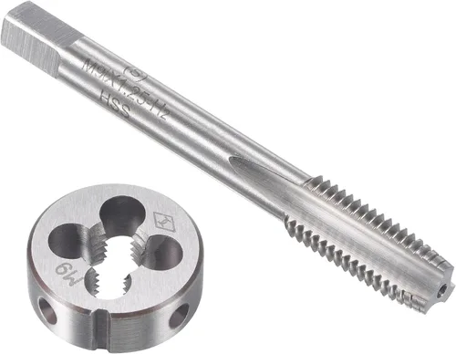 Vista 16 de uxcell M8 x 0.020 in Juego de llaves métricas y troqueles, rosca de máquina con troquel de roscado redondo, kit de grifo y troquelado